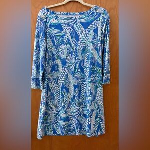 Lilly Pulitzer Iconic and Vibrant Marlowe dress in Blue, Aqua, and Green Size XL